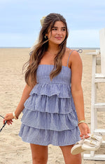 Paolo Navy Gingham Ruffle Mini Dress Image