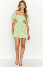 Penelope Green Gingham Mini Dress Image