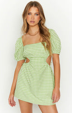 Penelope Green Gingham Mini Dress Image