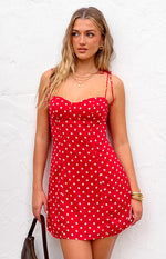Penny Lane Red Polka Dot Mini Dress Image