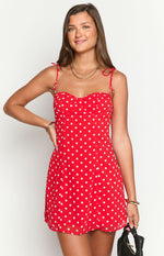 Penny Lane Red Polka Dot Mini Dress Image