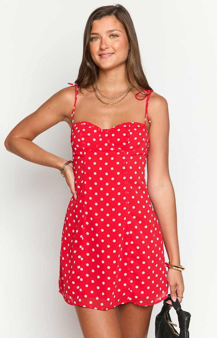 Penny Lane Red Polka Dot Mini Dress Image
