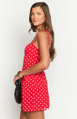 Penny Lane Red Polka Dot Mini Dress Image
