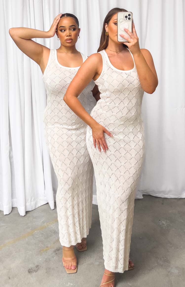 Piper White Knit Maxi Dress Image