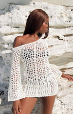 Riga White Long Sleeve Mini Dress Image