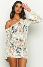 Riga White Long Sleeve Mini Dress Image