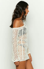 Riga White Long Sleeve Mini Dress Image
