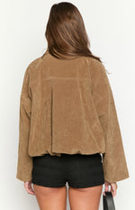 River Brown Suedette Bubble Hem Bomber Jacket Image