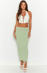 SNDYS Baha Sage Ribbed Midi Skirt Image