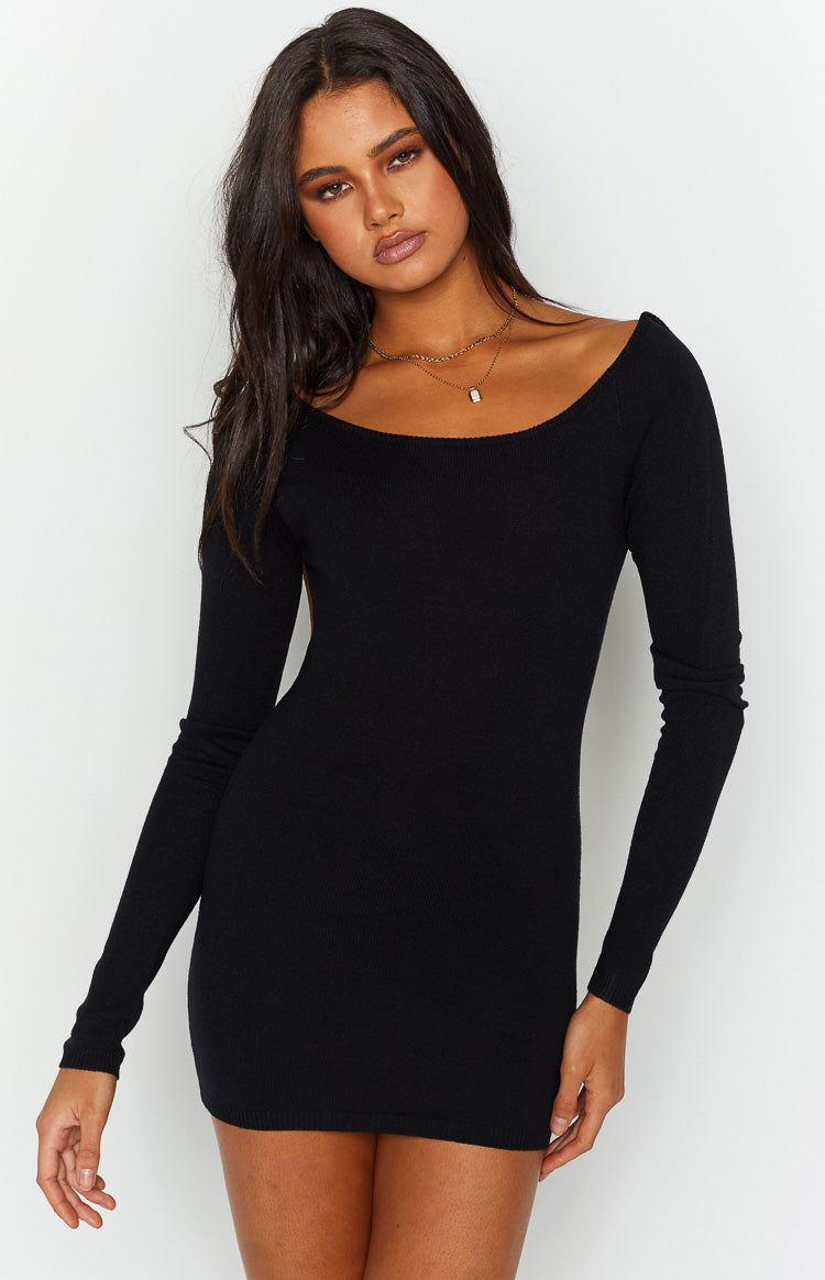 SNDYS Milo Black Knit Dress Image