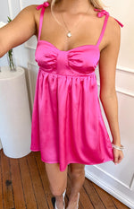 Sammie Hot Pink Satin Mini Dress Image