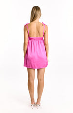 Sammie Hot Pink Satin Mini Dress Image
