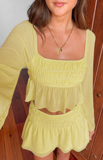 Sean Yellow Chiffon Long Sleeve Top Image