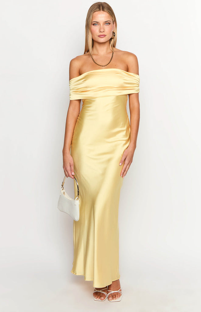 Seraphina Yellow Off The Shoulder Maxi Dress Beginning Boutique NZ