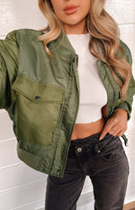 She's Mine Green Bomber Jacket Image