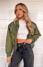 She's Mine Green Bomber Jacket Image