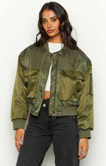 She's Mine Green Bomber Jacket Image