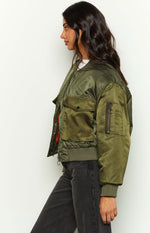 She's Mine Green Bomber Jacket Image