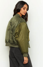She's Mine Green Bomber Jacket Image