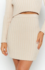 Sixteen Candles Ribbed Mini Skirt Beige Image