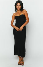 Skye Black Knit Midi Dress Image