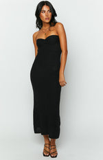 Skye Black Knit Midi Dress Image