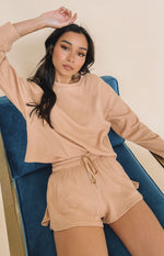 Steph Long Sleeve Waffle Top Tan Image