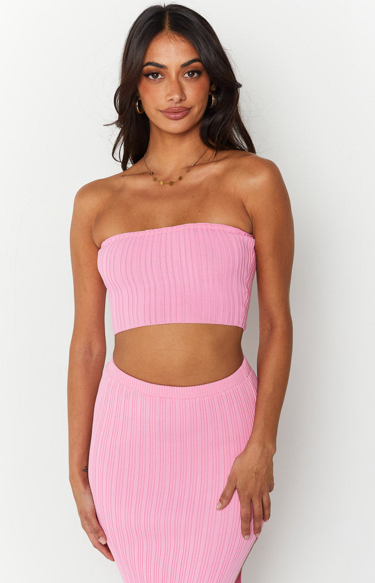 Summertime Pink Knit Bandeau Top Image