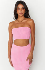 Summertime Pink Knit Bandeau Top Image