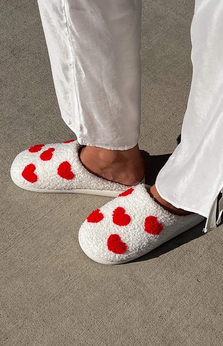 Sweetheart Sole White Love Heart Slippers (FREE over $300) Image