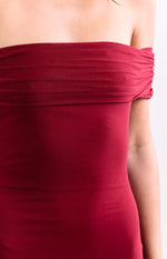 Tabitha Wine Off Shoulder Mesh Maxi Dress Image