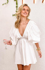 Torie White Short Sleeve Mini Dress Image