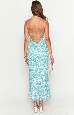 Valentina Blue Floral Maxi Dress Image