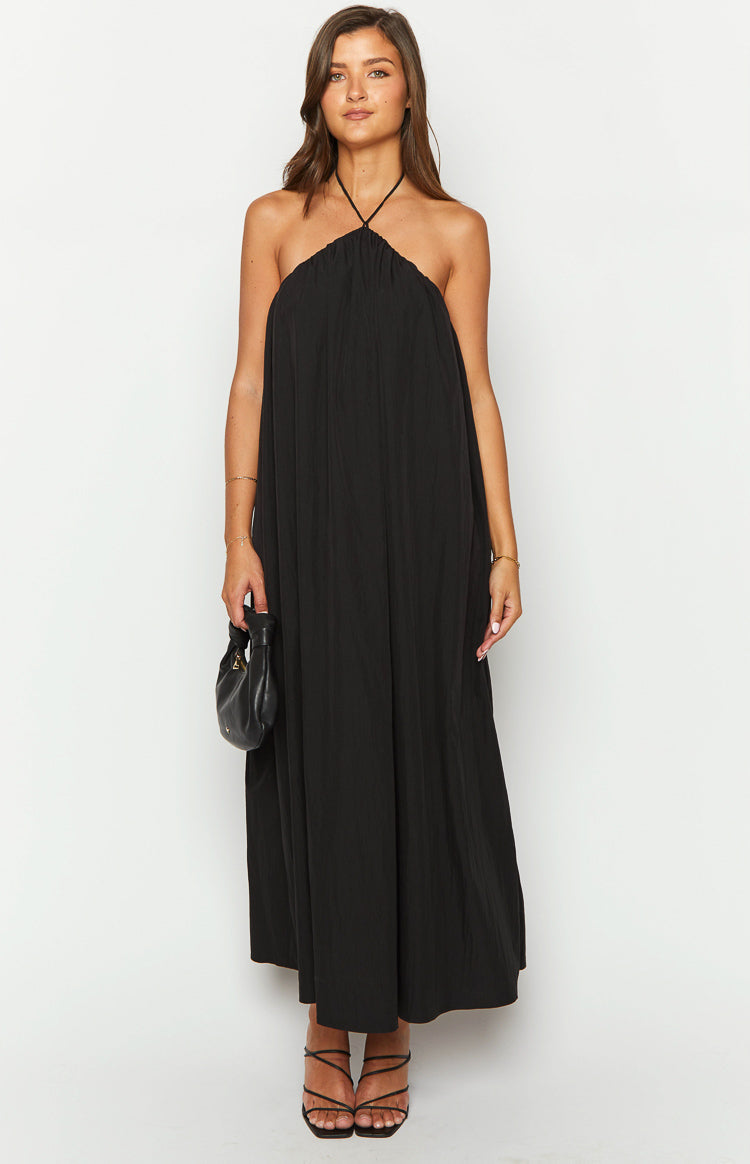 Casual Black Maxi Dress Ziggy Black Halter Neck Maxi Dress - Main Image