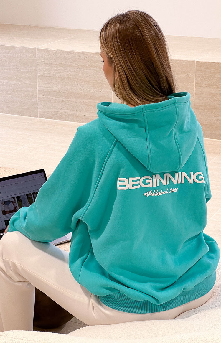 Beginning Teal Established Bubble Hoodie Beginning Boutique NZ
