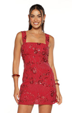 Not That Easy Red Beaded Party Mini Dress - PRE ORDER Image