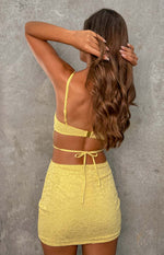Amerie Yellow Lace Mini Dress Image