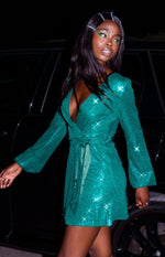 Avenue Sequin Mini Dress Emerald Image