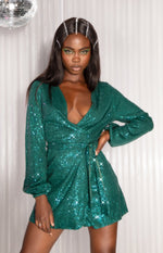 Avenue Sequin Mini Dress Emerald Image