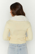 Blizzard Collared Ribbed Cardi Cream Image