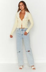 Blizzard Collared Ribbed Cardi Cream Image