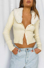 Blizzard Collared Ribbed Cardi Cream Image