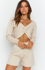 Cameron Knit Shorts Beige Image