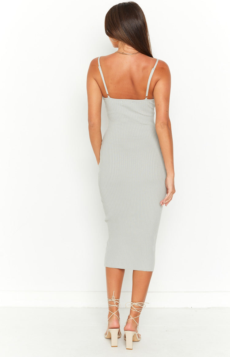 Codie Grey Rib Knit Midi Dress Image