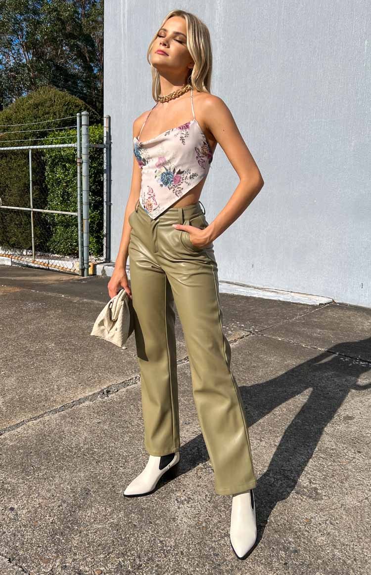 Cool Shade PU Pants Olive Image
