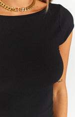 Darcy Black Ribbed Playsuit Image