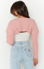 Elsa Pink Rib Knit Bolero Image