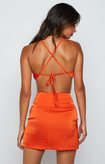 Gina Orange Satin Halter Top Image