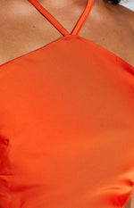 Gina Orange Satin Halter Top Image