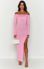 Good Days Pink Long Sleeve Knit Maxi Dress Image